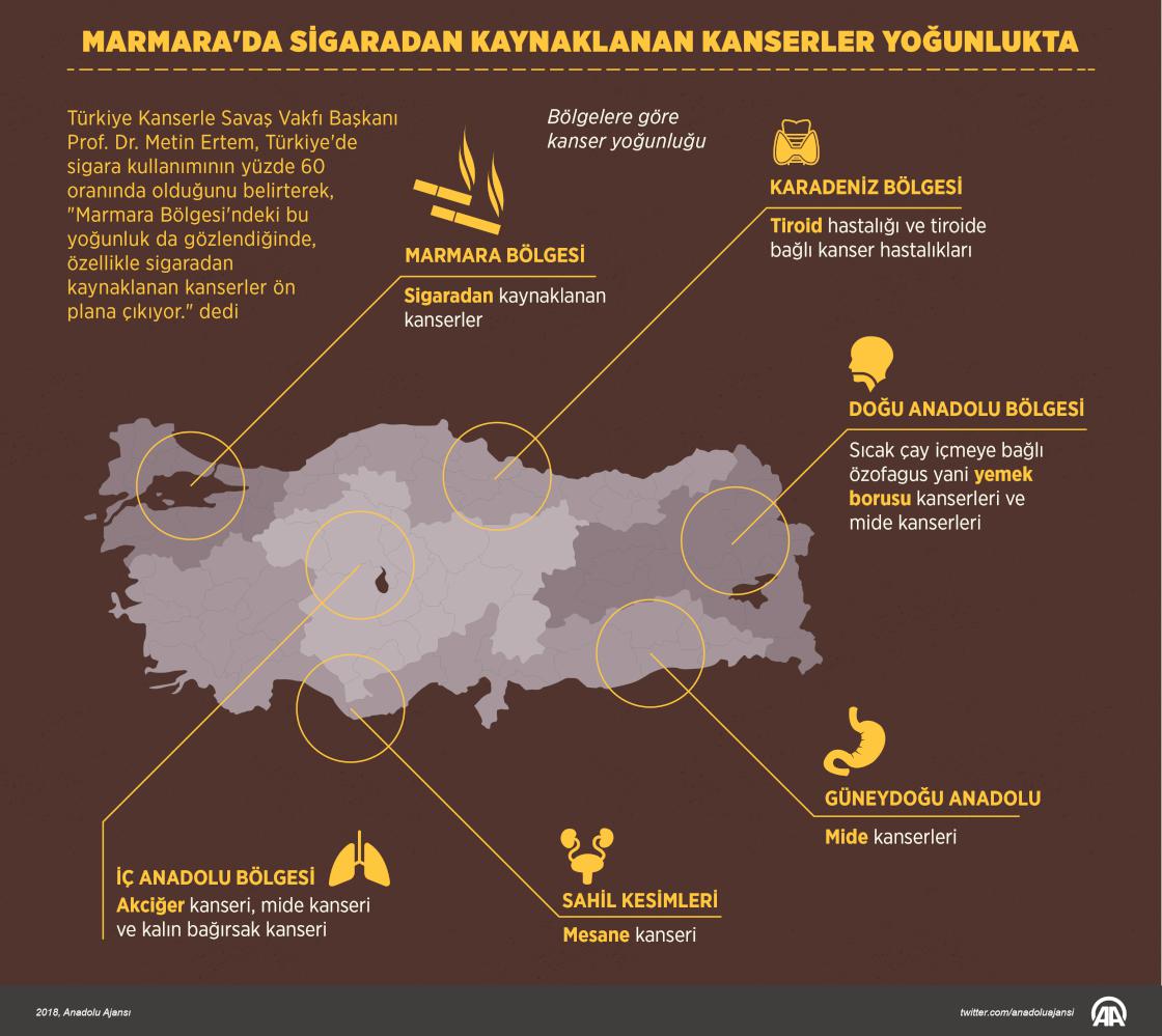 Marmara'da sigaradan kaynaklanan kanserler yoğunlukta
