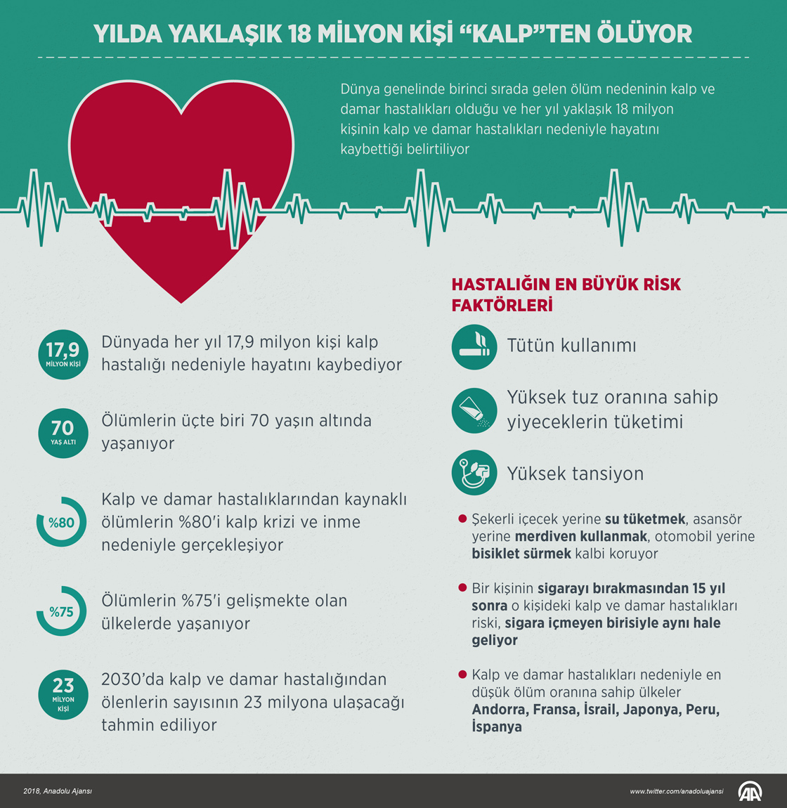 Yılda yaklaşık 18 milyon kişi “kalp”ten ölüyor