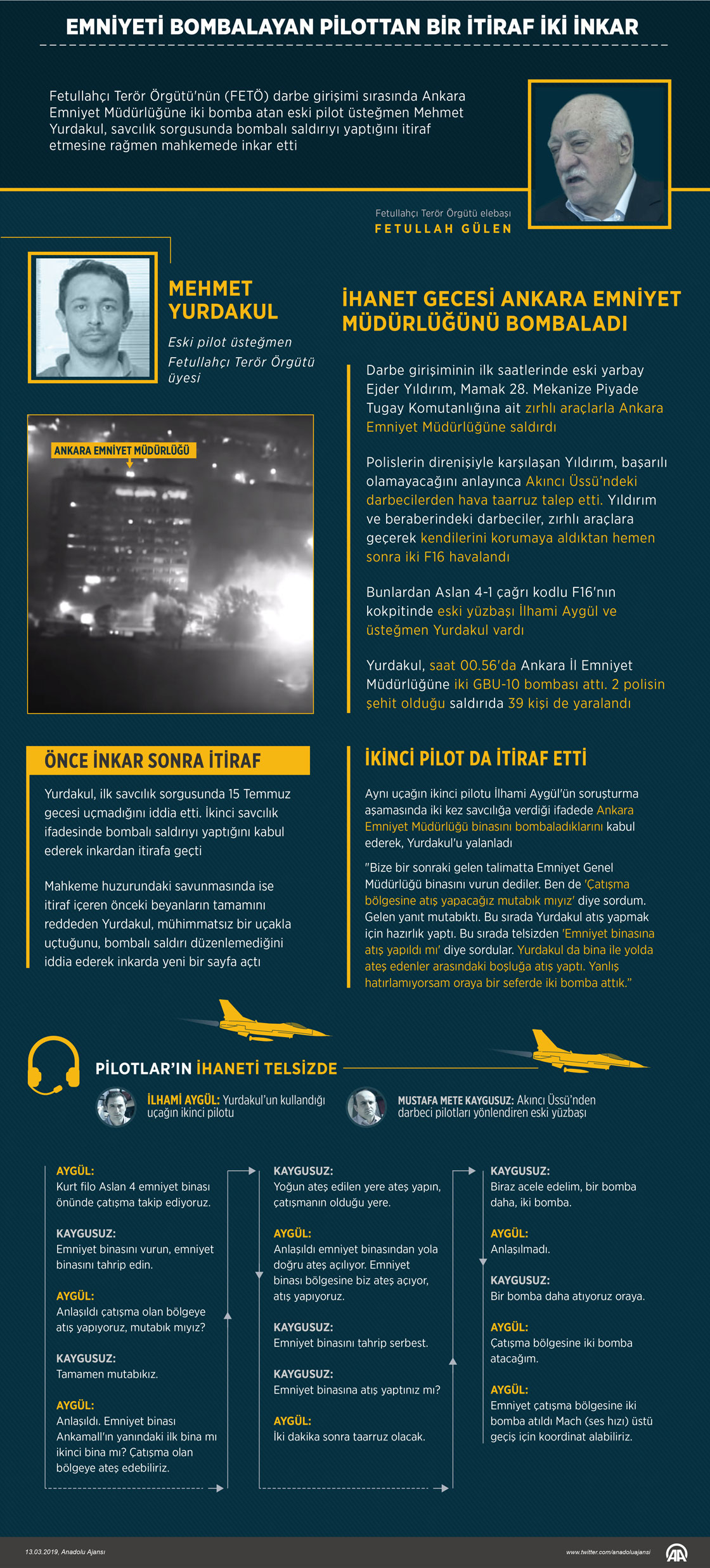 Emniyeti bombalayan pilottan bir itiraf iki inkar 