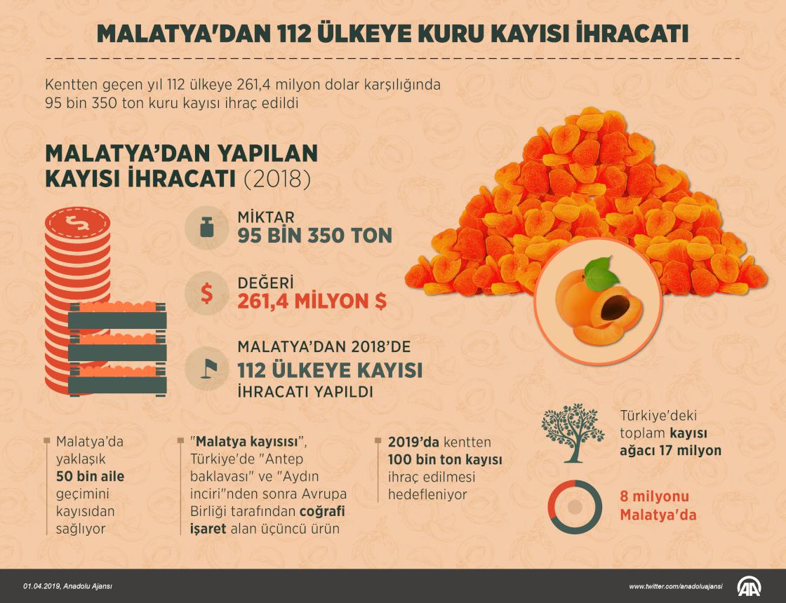 Malatya'dan 112 ülkeye kuru kayısı ihracatı