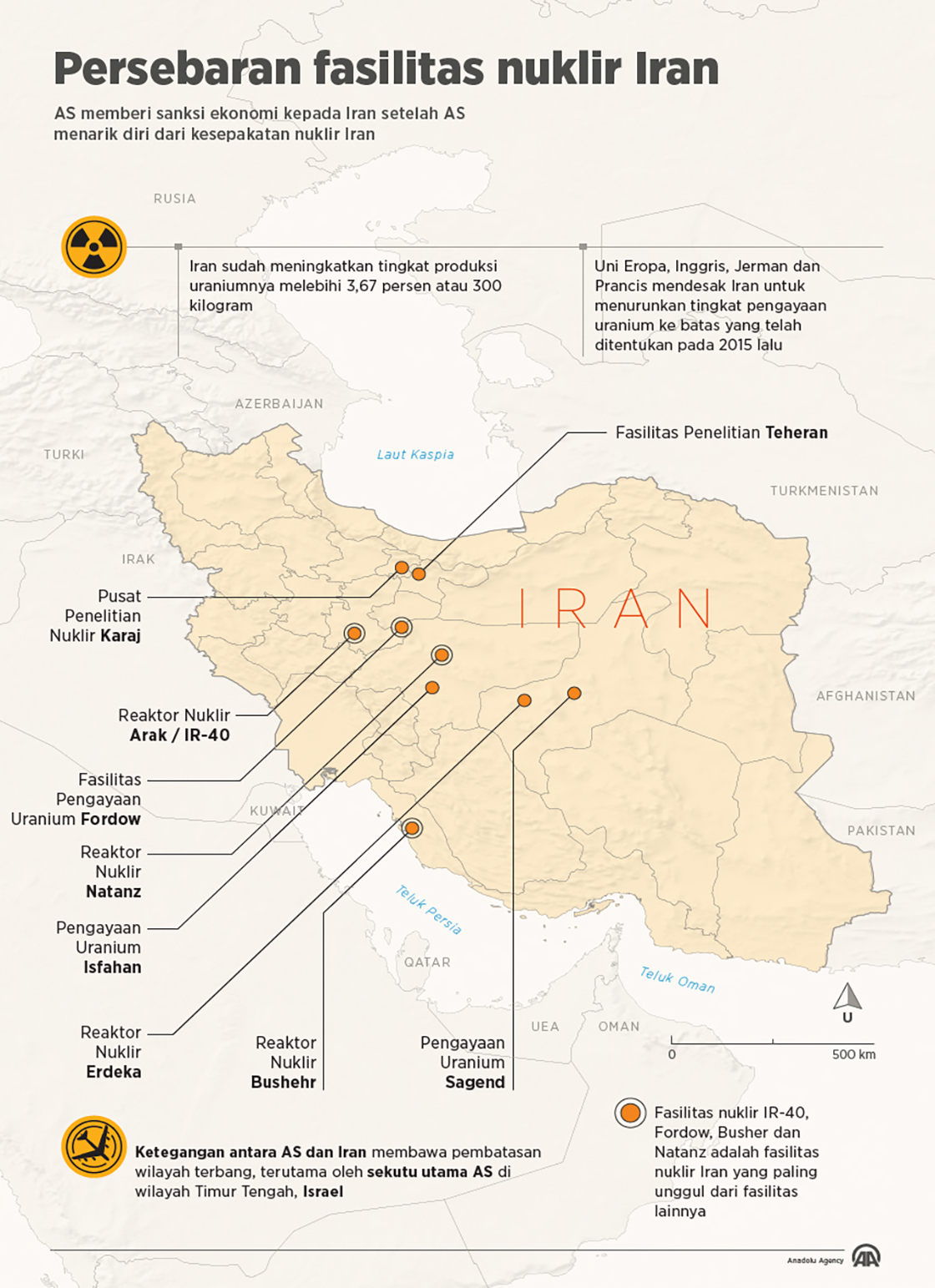 Persebaran fasilitas nuklir Iran 