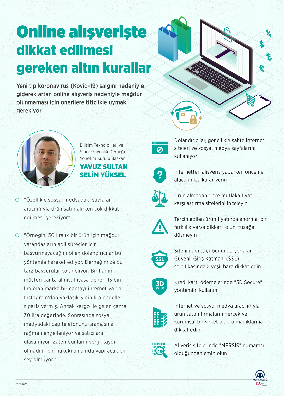 Koronavirüs günlerinde artan online alışverişte dikkat edilmesi gereken altın kurallar