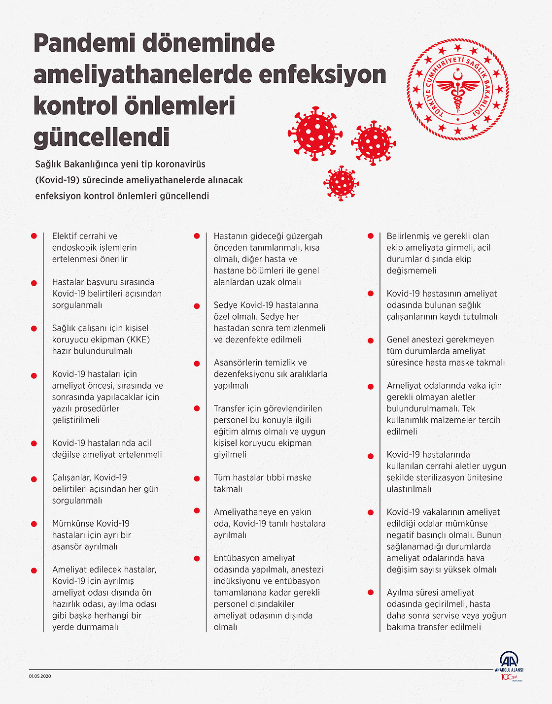 Pandemi döneminde ameliyathanelerde enfeksiyon kontrol önlemleri güncellendi