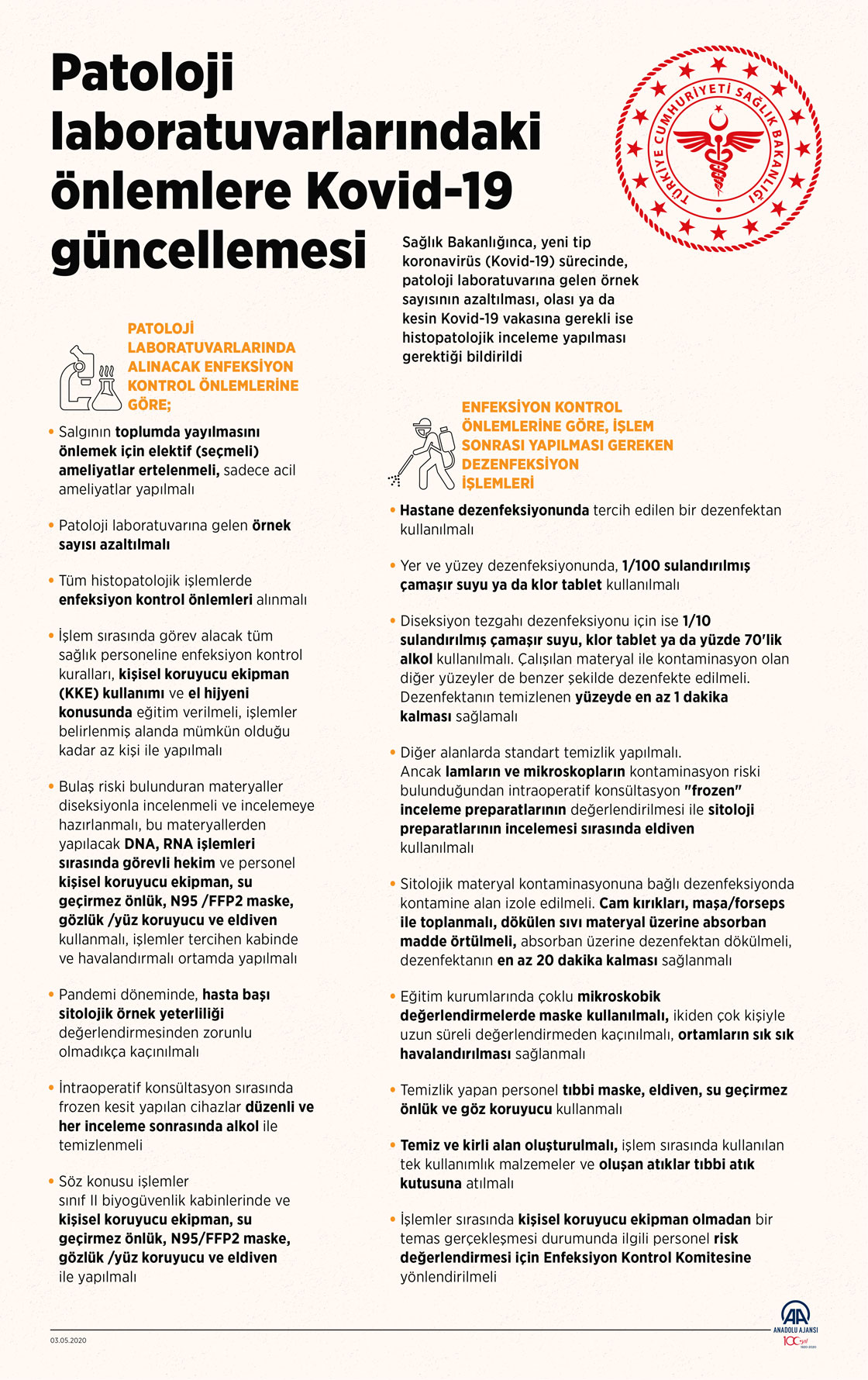 Patoloji laboratuvarlarındaki önlemlere "Kovid-19" güncellemesi