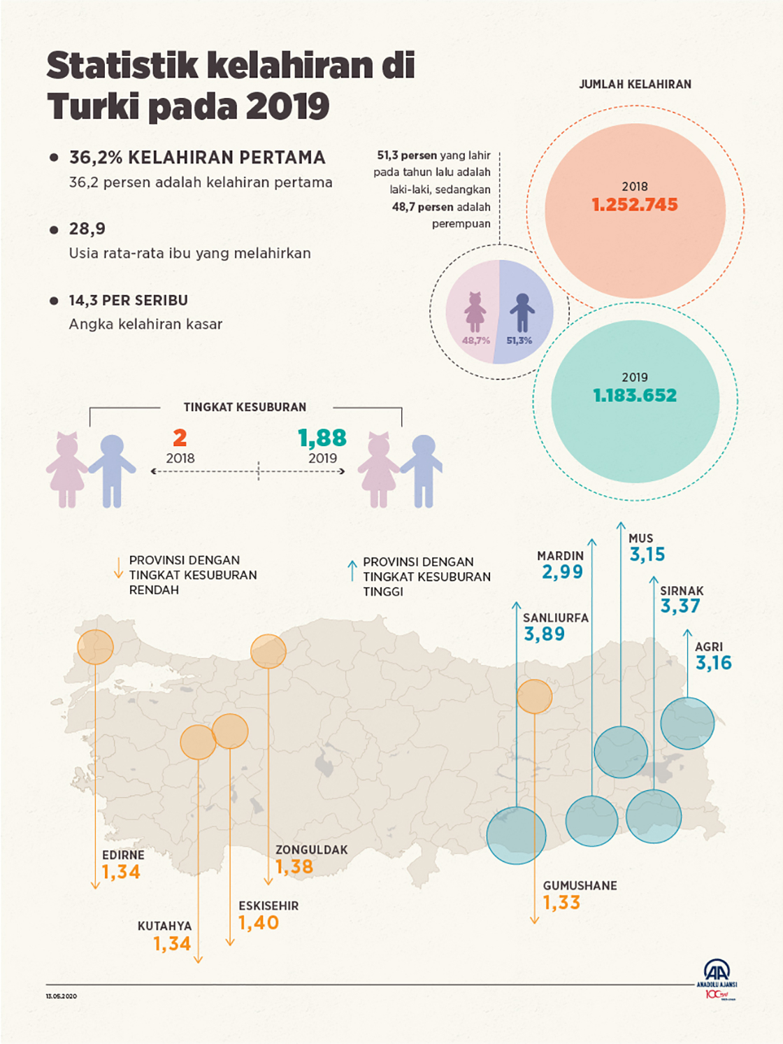 Statistik kelahiran di Turki pada 2019 