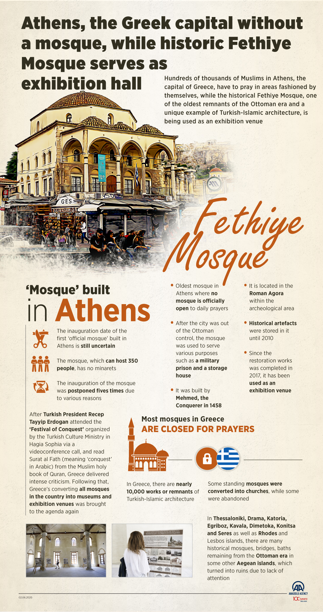 Athens, the Greek capital without a mosque, while historic Fethiye Mosque serves as exhibition hall