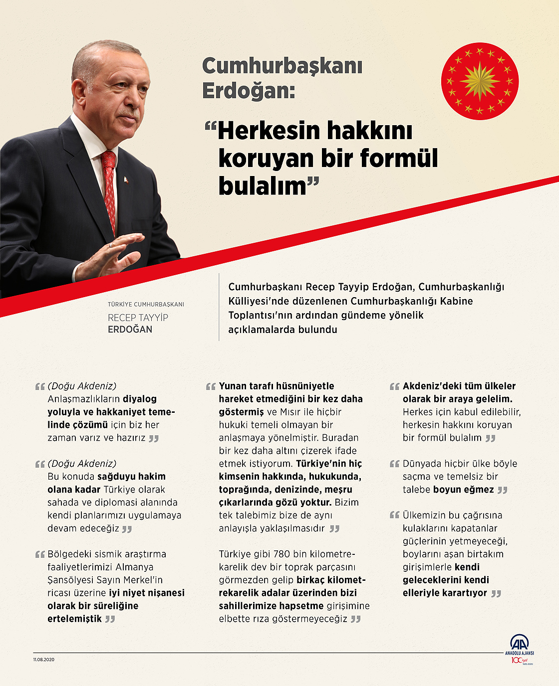 Cumhurbaşkanı Erdoğan: Herkesin hakkını koruyan bir formül bulalım