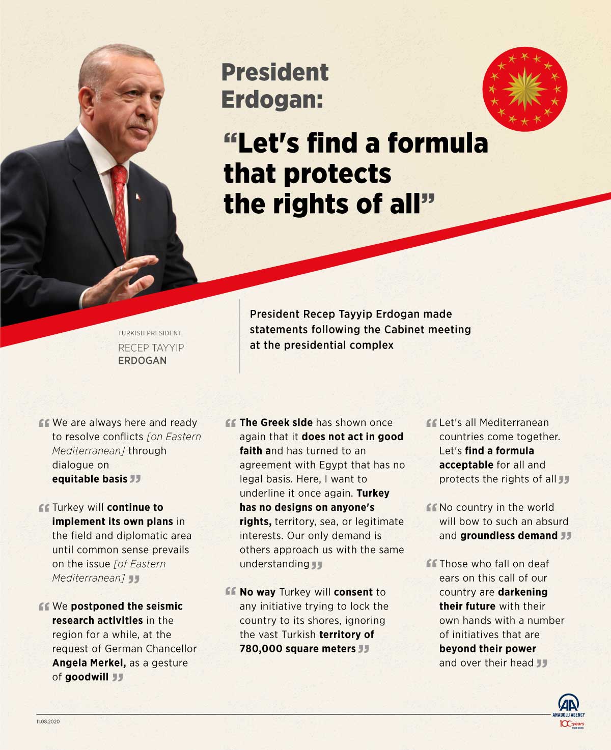 President Erdogan: "Let's find a formula that protects the rights of all"