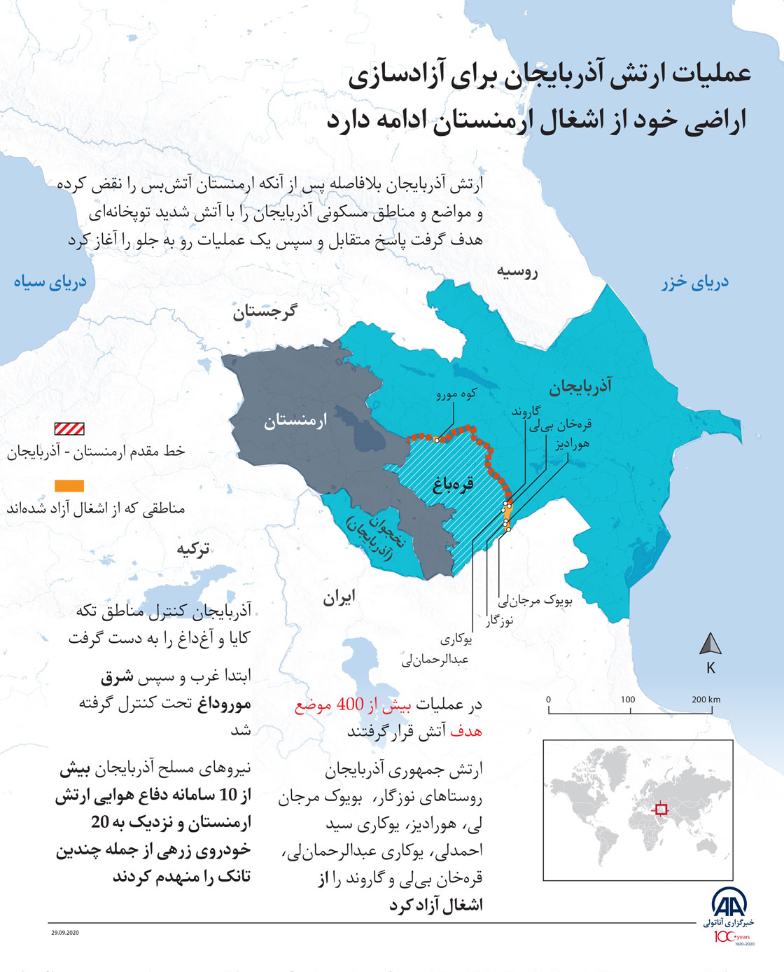 عملیات ارتش آذربایجان برای آزادسازی اراضی خود از اشغال ارمنستان ادامه دارد