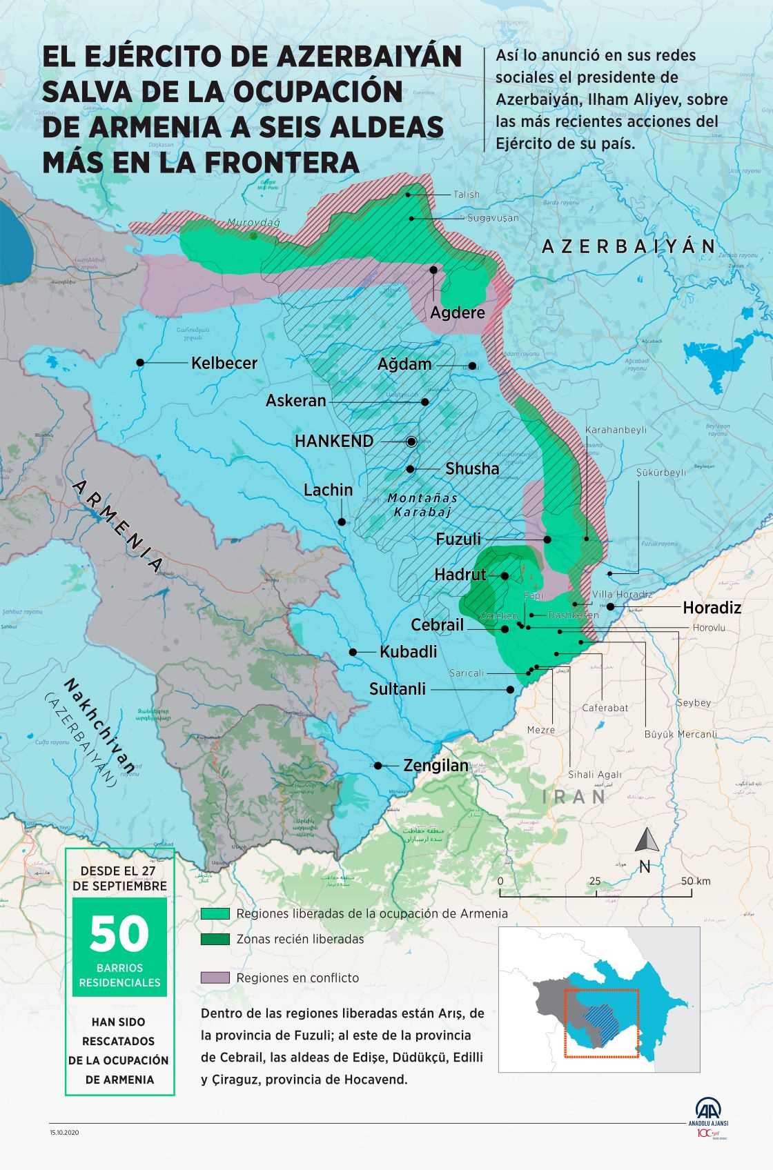 El ejército de Azerbaiyán salva de la ocupación de armenia a otras seis aldeas en la frontera