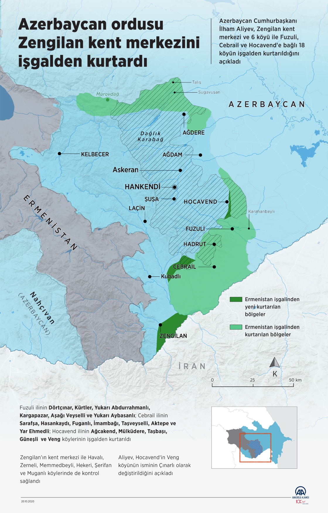 Azerbaycan ordusu Zengilan kent merkezini işgalden kurtardı