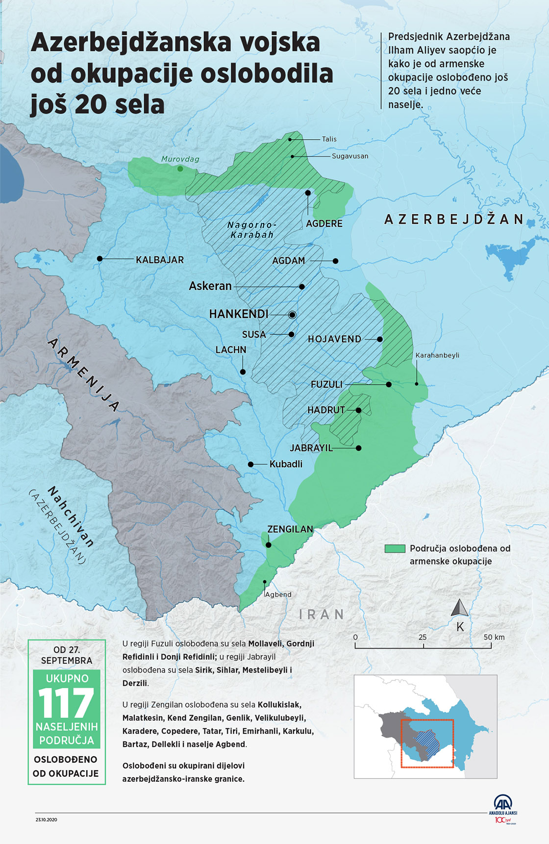 Azerbejdžanska vojska nastavila s akcijama oslobađanja okupiranog teritorija 