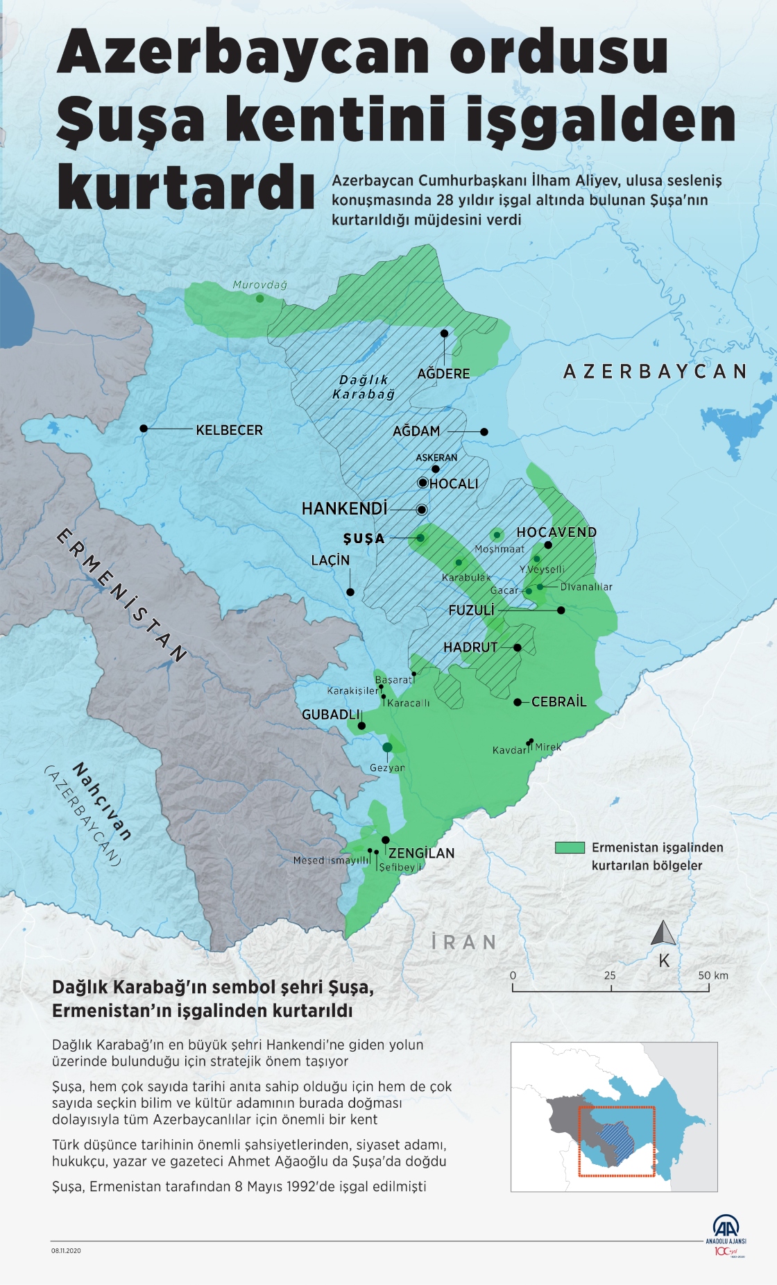 Azerbaycan ordusu Şuşa kentini işgalden kurtardı