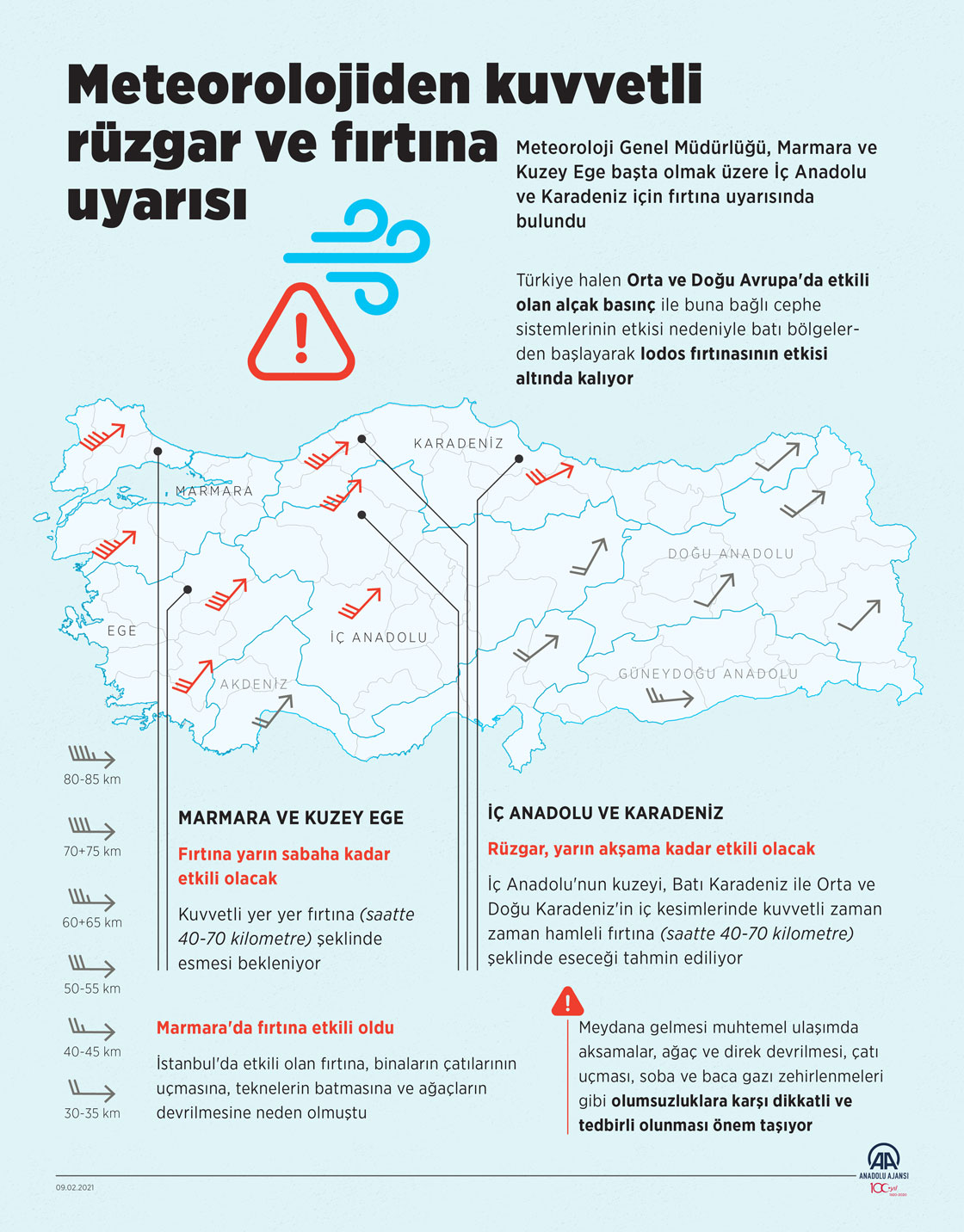 Meteorolojiden kuvvetli rüzgar ve fırtına uyarısı