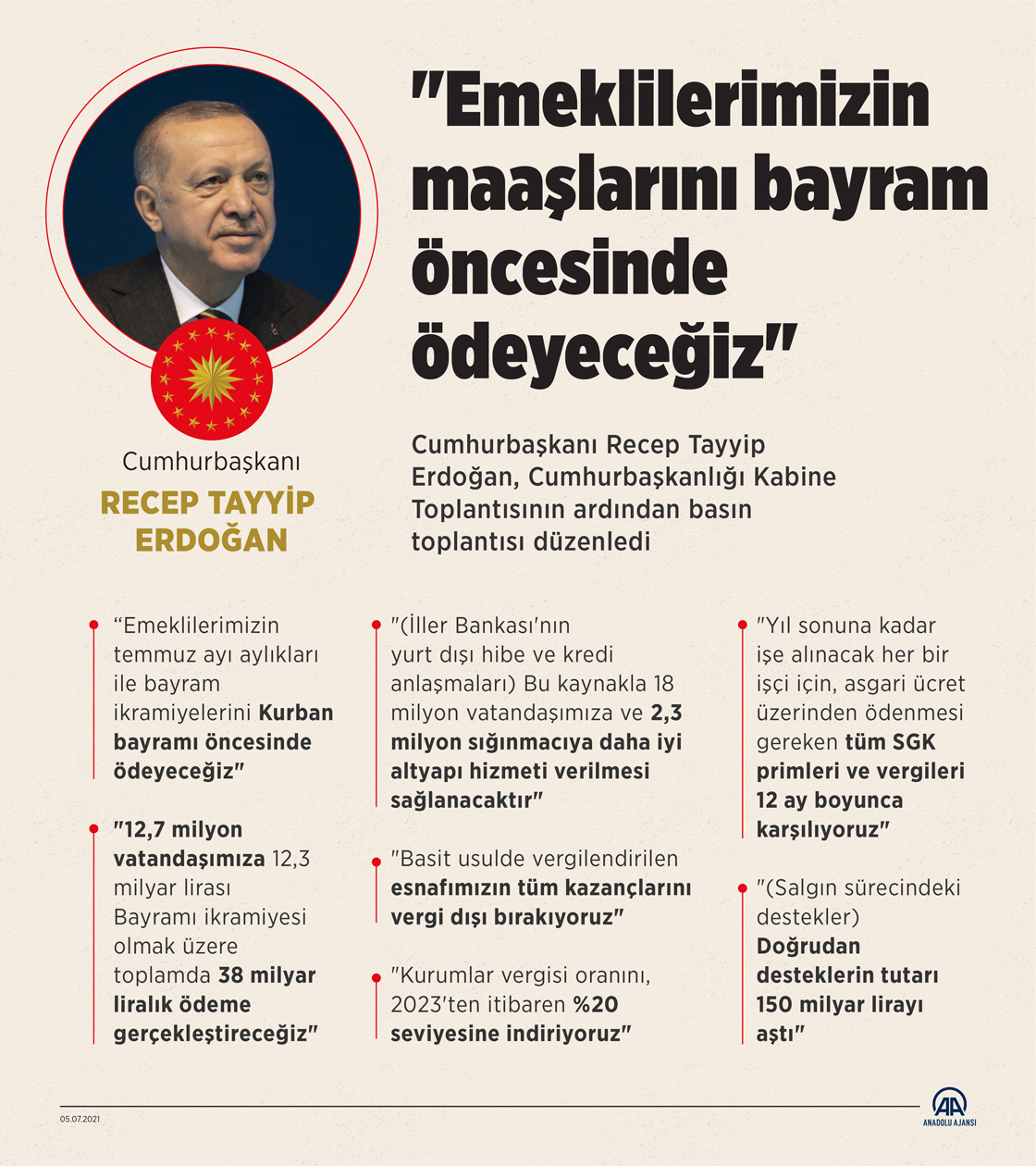 "Emeklilerimizin aylıkları ile bayram ikramiyelerini Kurban Bayramı öncesinde ödeyeceğiz"