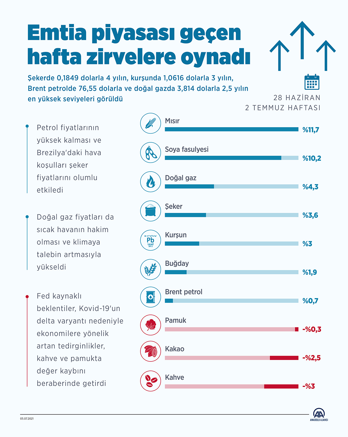 Emtia piyasası geçen hafta zirvelere oynadı