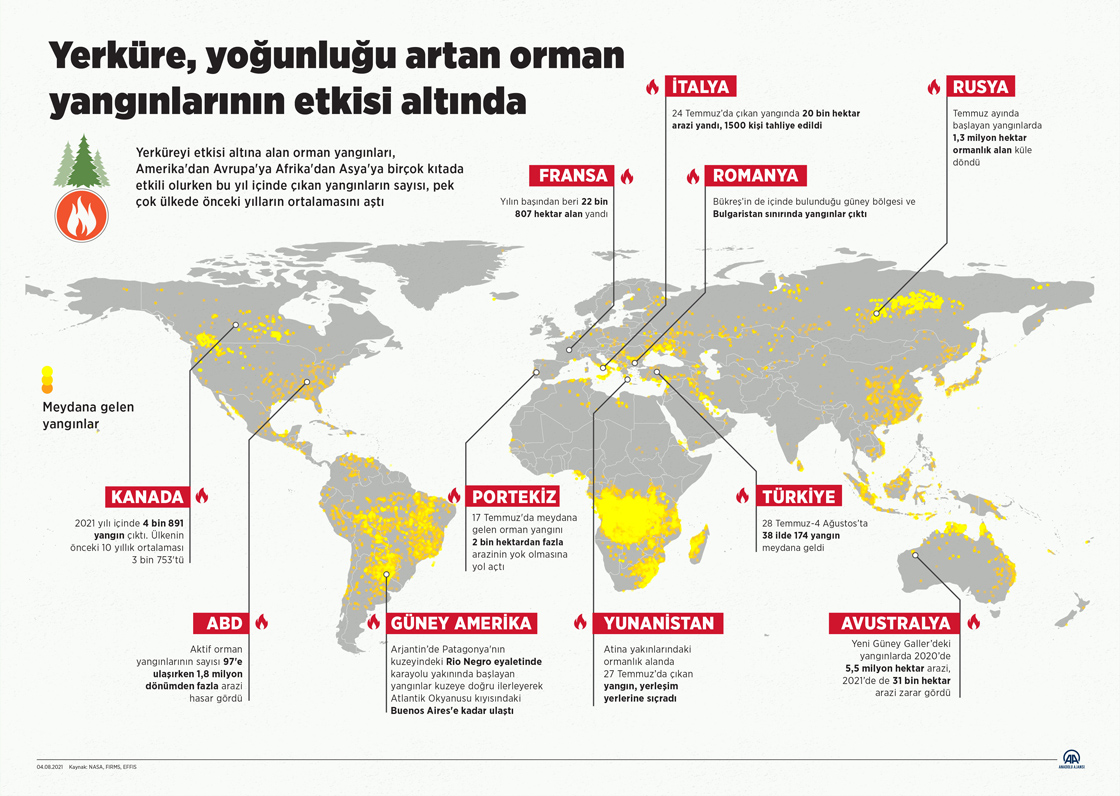 Yerküre, yoğunluğu artan orman yangınlarının etkisi altında