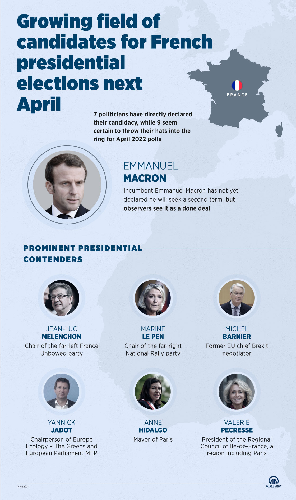 Growing field of candidates for French presidential elections next April