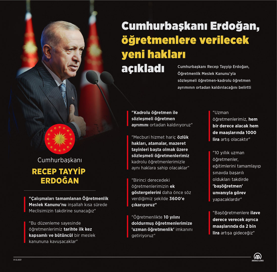 Cumhurbaşkanı Erdoğan, Öğretmenlik Meslek Kanunu'nun detaylarını açıkladı