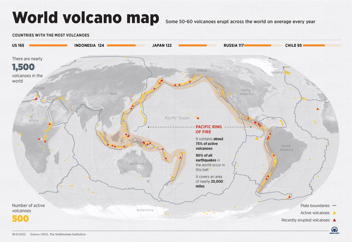World volcano map