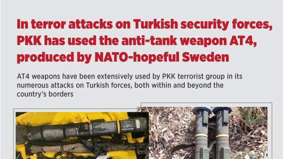 In terror attacks on Turkish security forces, PKK has used the anti-tank weapon AT4, produced by NATO-hopeful Sweden