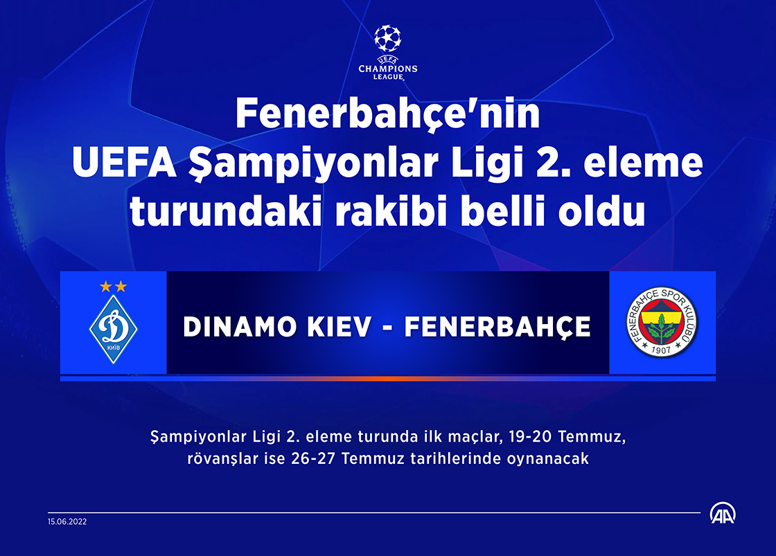 Fenerbahçe'nin UEFA Şampiyonlar Ligi'ndeki rakibi Dinamo Kiev oldu