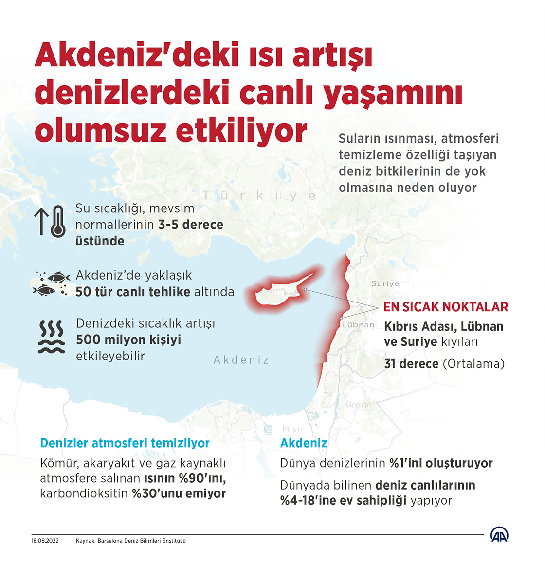 Akdeniz'deki ısı artışı denizlerdeki canlı yaşamını olumsuz etkiliyor