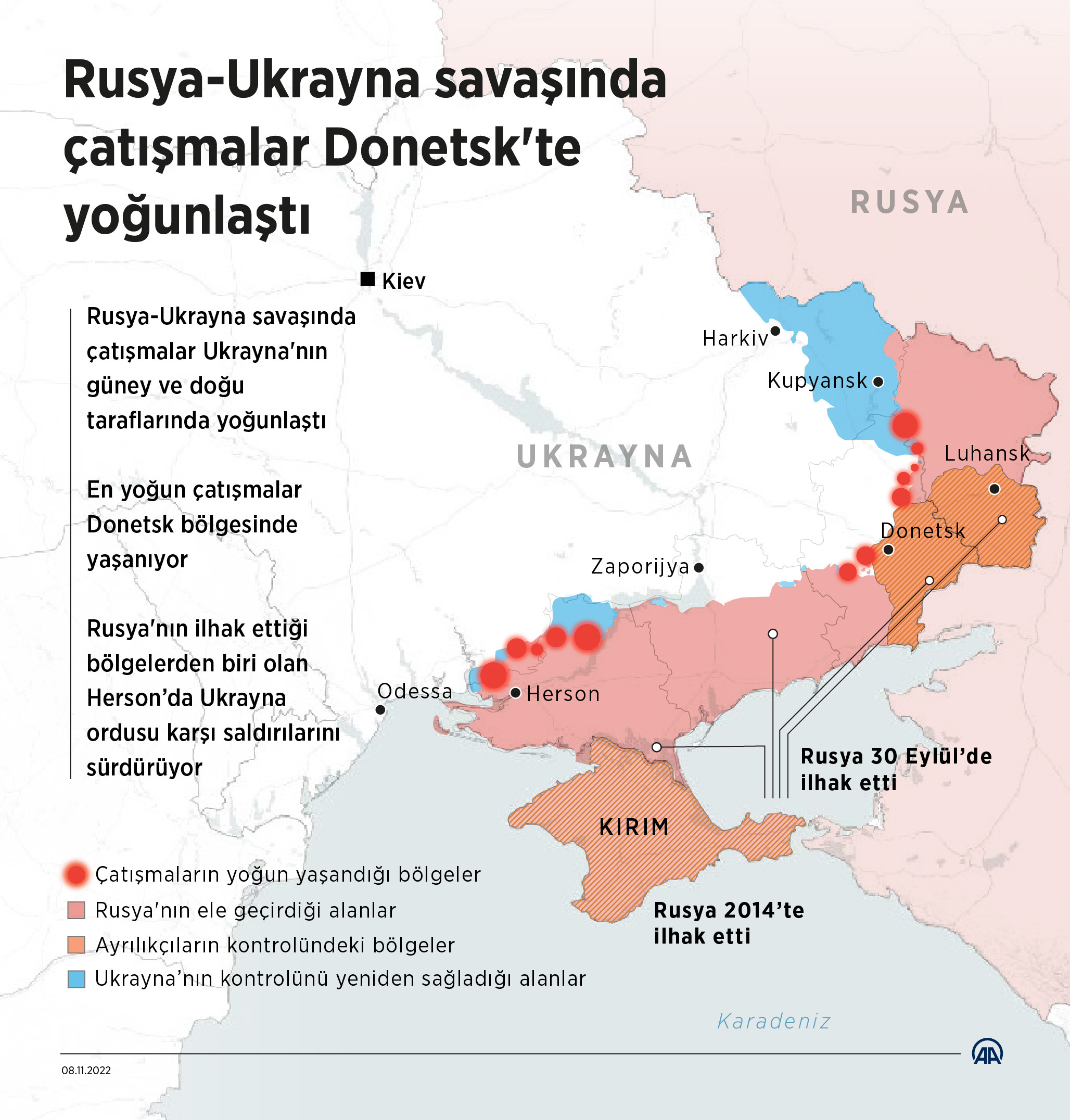  Rusya-Ukrayna savaşında çatışmalar Donetsk'te yoğunlaştı