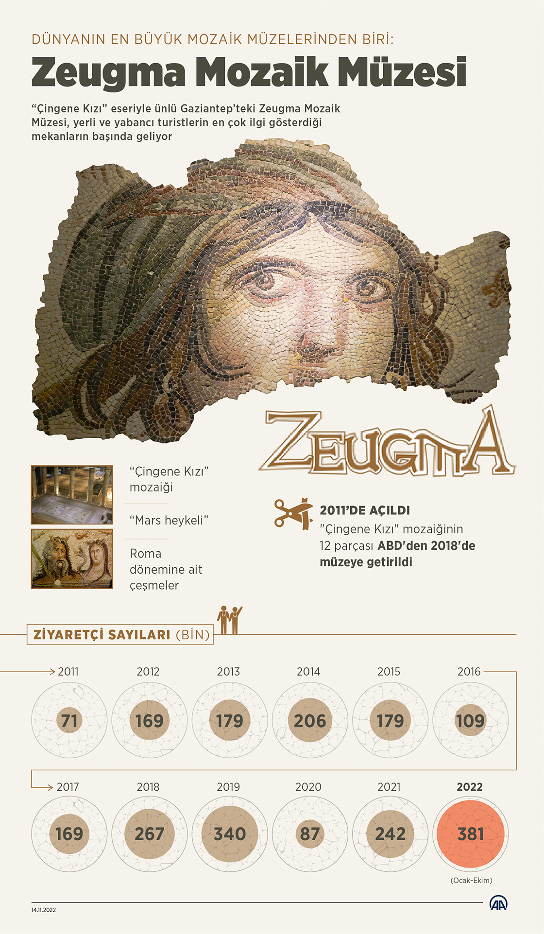 Zeugma Mozaik Müzesi ziyaretçi sayısında zirveyi gördü