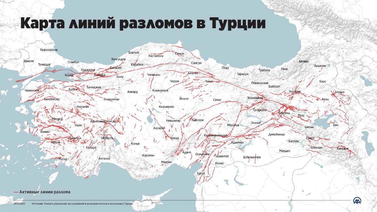 Карта разломов турции