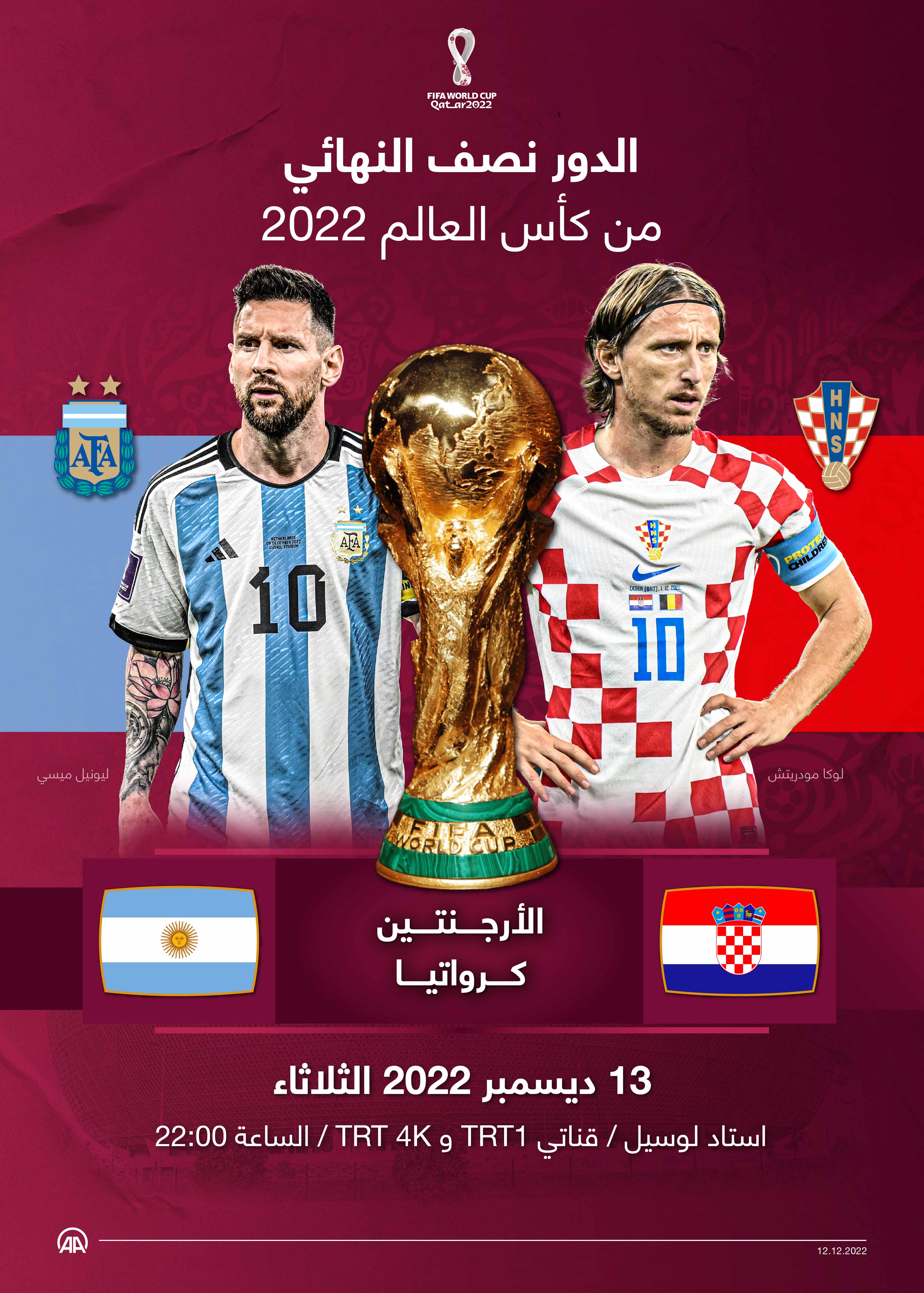 الأرجنتين تواجه كرواتيا  للوصول لنهائي كأس العالم