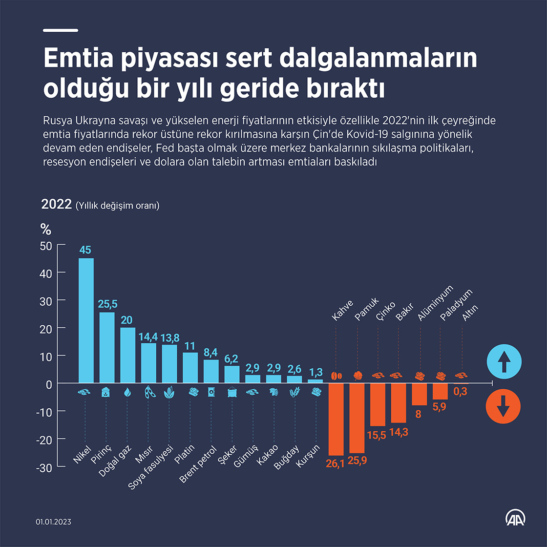 Emtia piyasası sert dalgalanmaların olduğu bir yılı geride bıraktı