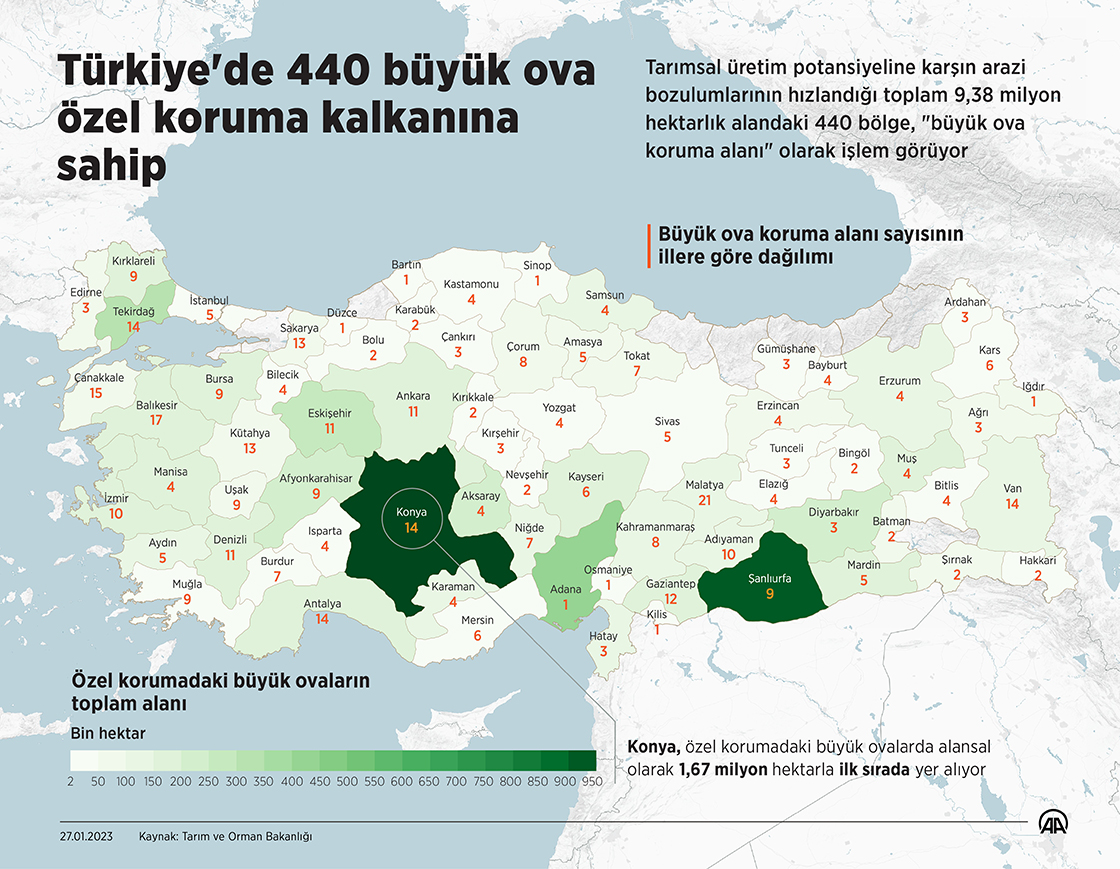 Türkiye'de 440 büyük ova özel koruma kalkanına sahip