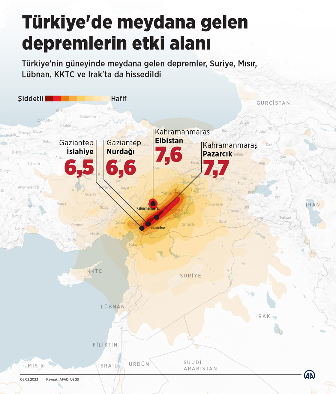 Türkiye'de meydana gelen depremlerin etki alanı