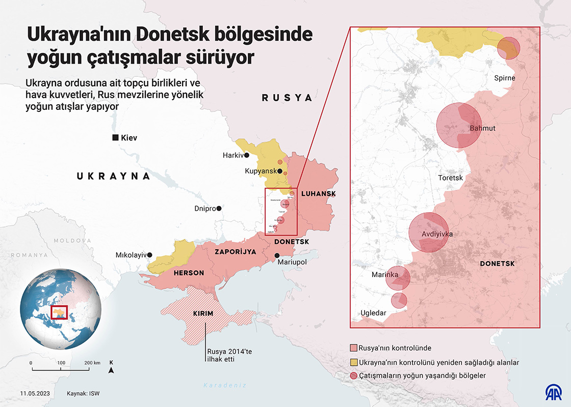 Ukrayna'nın Donetsk bölgesinde yoğun çatışmalar sürüyor