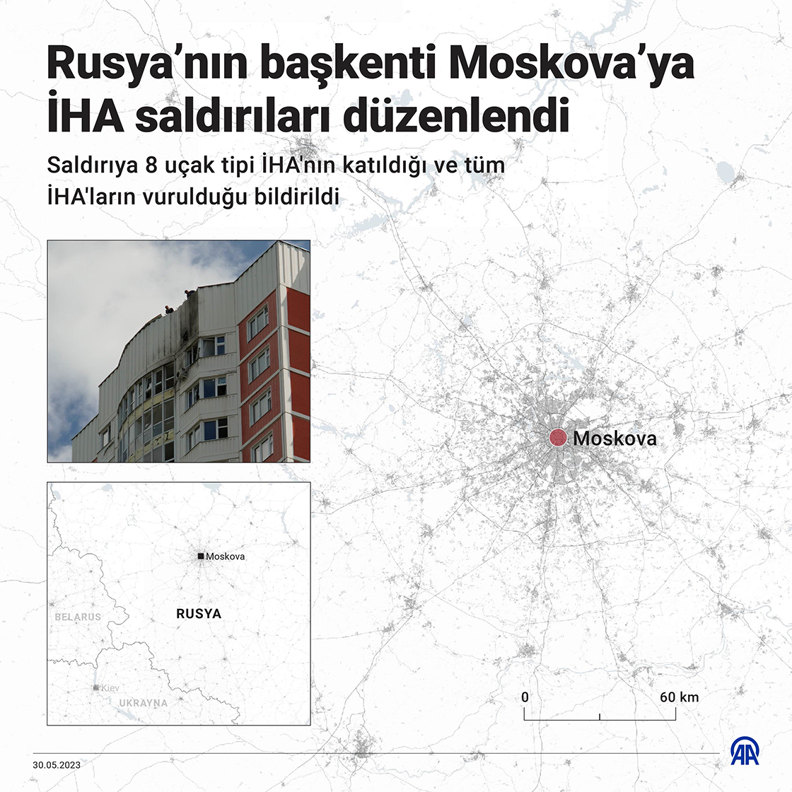 Rusya’nın başkenti Moskova’ya İHA saldırıları düzenlendi