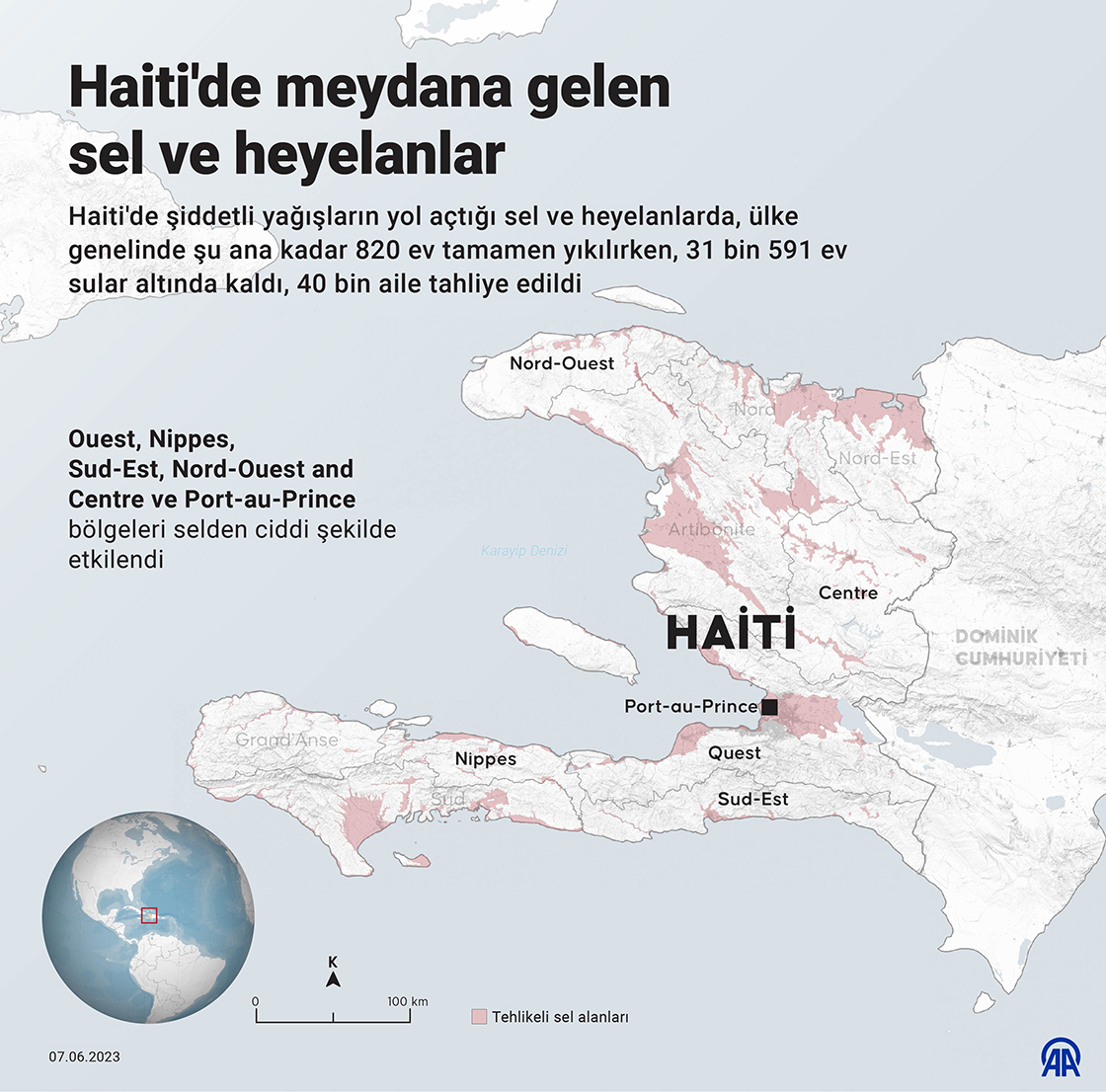 Haiti'de meydana gelen sel ve heyelanlar