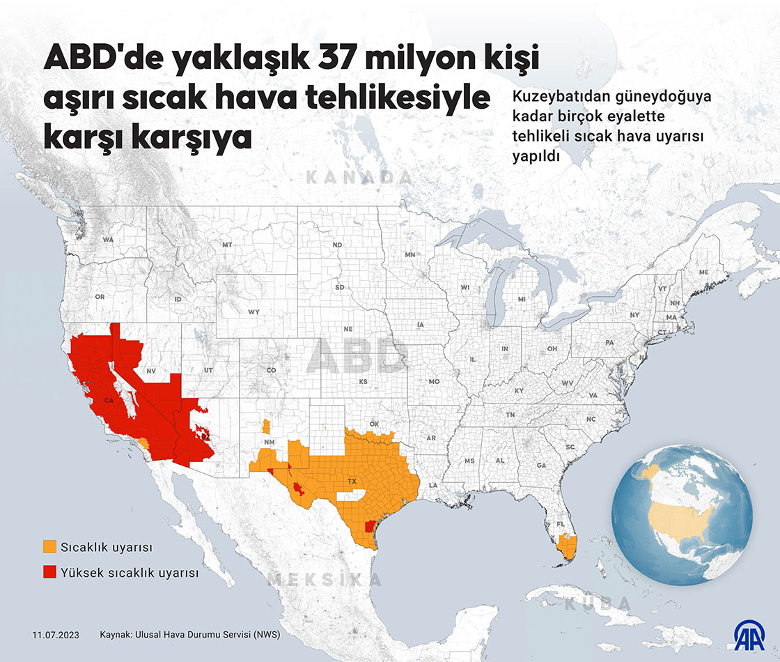 ABD'de yaklaşık 37 milyon kişi aşırı sıcak hava tehlikesiyle karşı karşıya