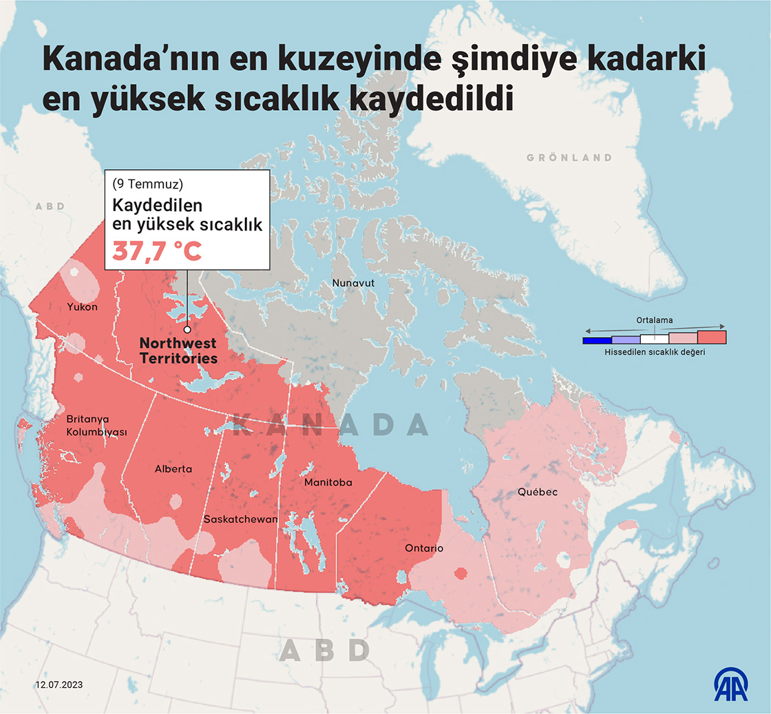 Kanada’nın en kuzeyinde şimdiye kadarki en yüksek sıcaklık kaydedildi