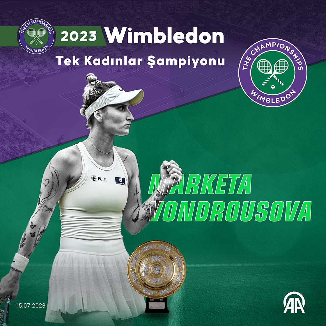 Wimbledon tek kadınlar şampiyonu Marketa Vondrousova