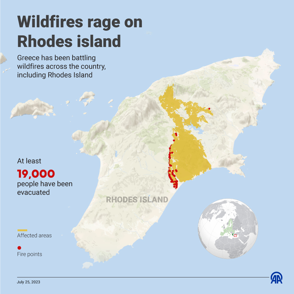 Wildfires rage on Rhodes island