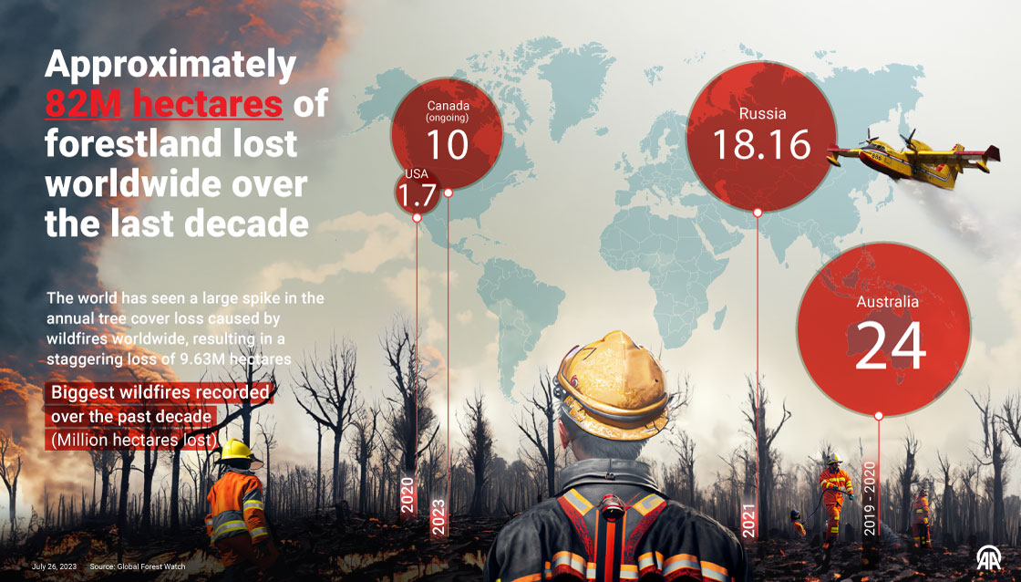 Approximately 82M hectares of forestland lost worldwide over the last decade