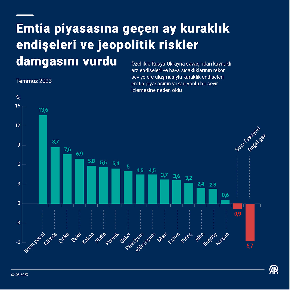 Emtia piyasasına geçen ay kuraklık endişeleri ve jeopolitik riskler damga vurdu