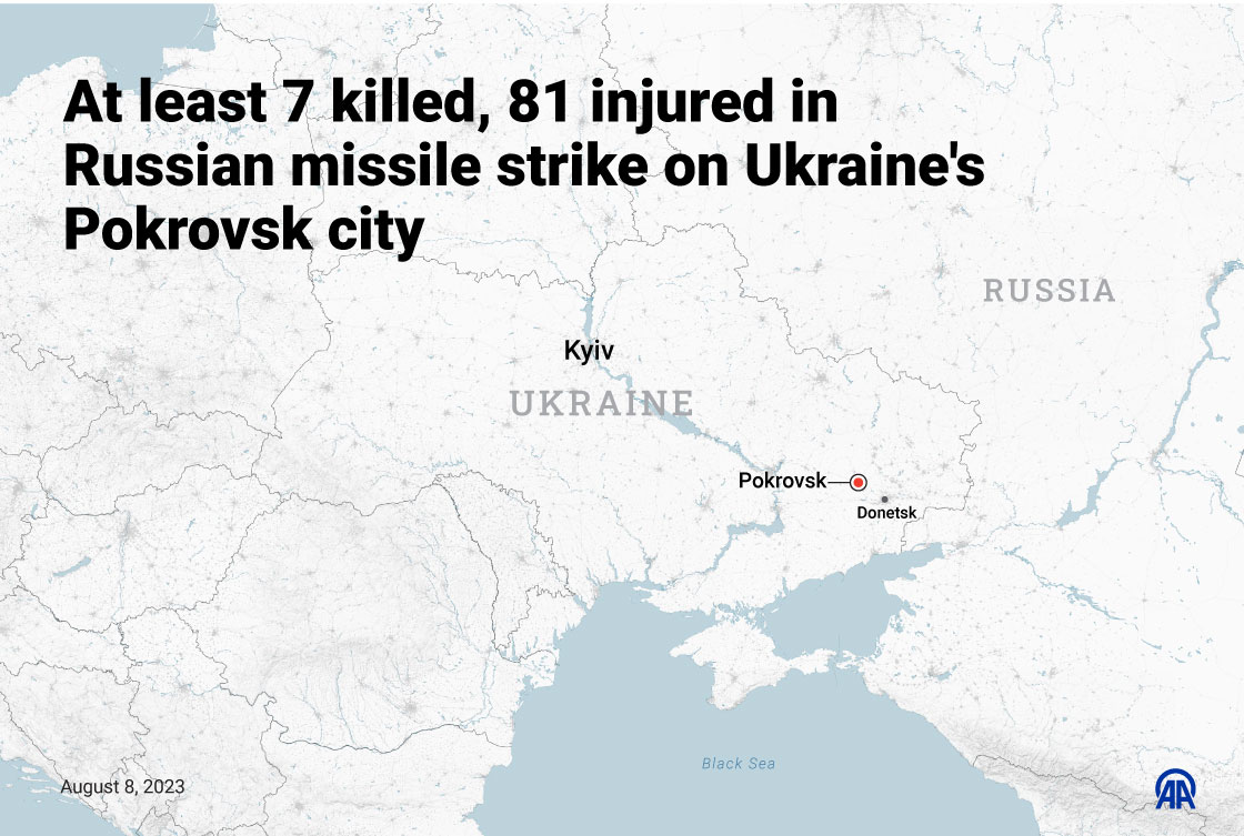 At least 7 killed, 81 injured in Russian missile strike on Ukraine's Pokrovsk city