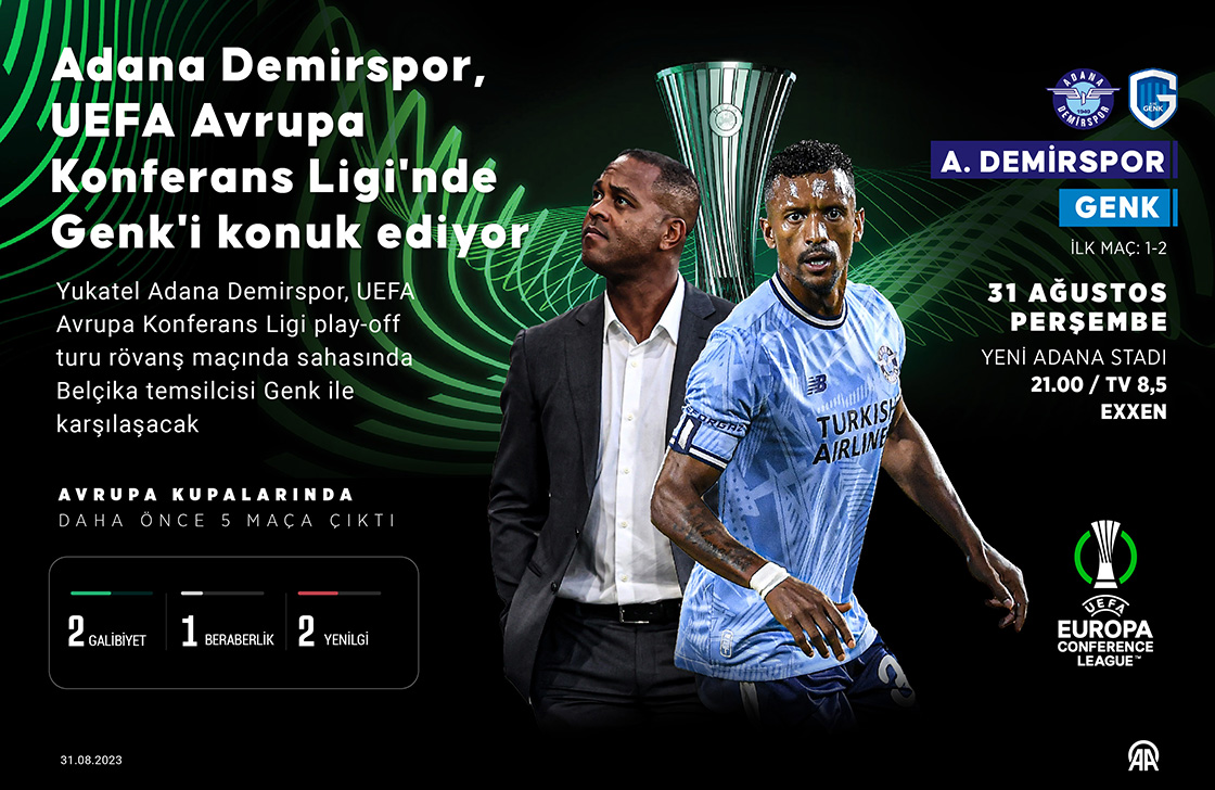 Adana Demirspor, UEFA Avrupa Konferans Ligi'nde Genk'i konuk ediyor