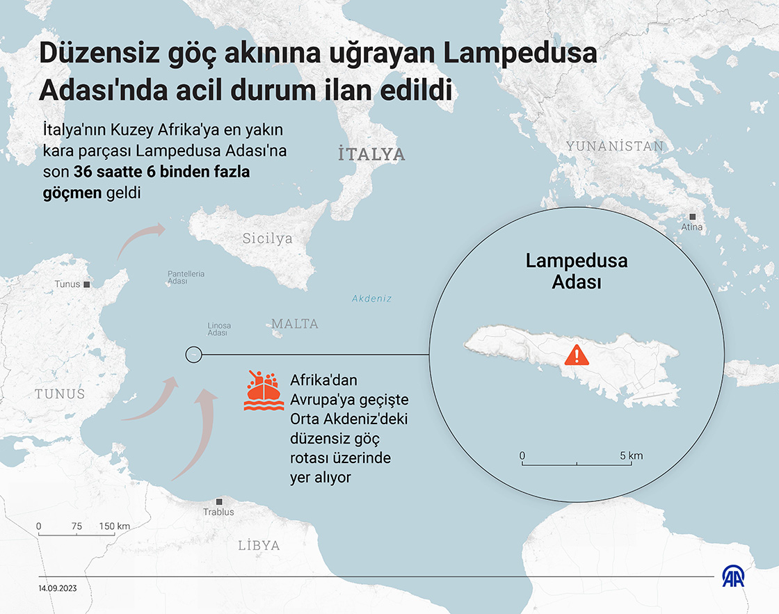 Düzensiz göç akınına uğrayan Lampedusa Adası'nda acil durum ilan edildi