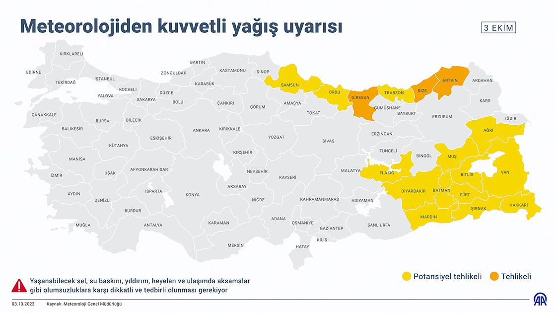 Meteorolojiden kuvvetli yağış uyarısı