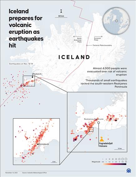 Iceland prepares for volcanic eruption as earthquakes hit