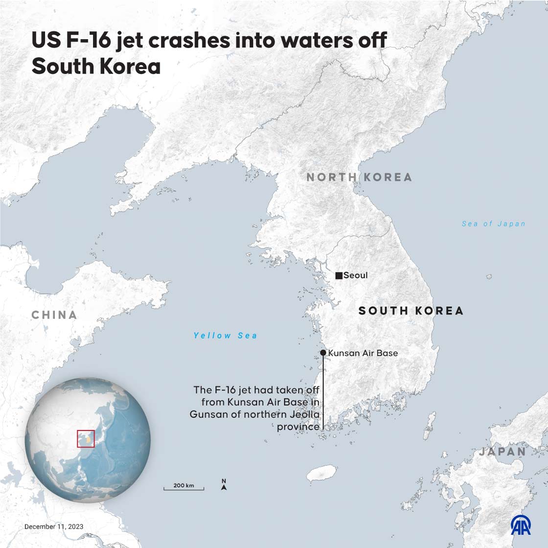 US F-16 jet crashes into waters off South Korea