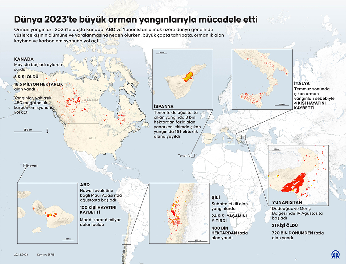 Dünya 2023'te büyük orman yangınlarıyla mücadele etti